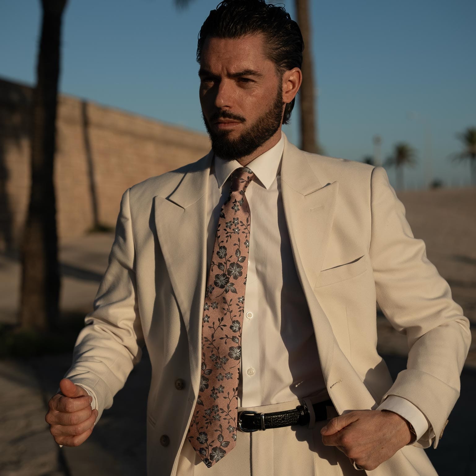 Pink Floral Italian Silk Jacquard Tie