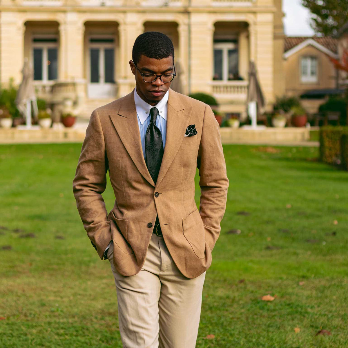 Men's formal black silk tie
