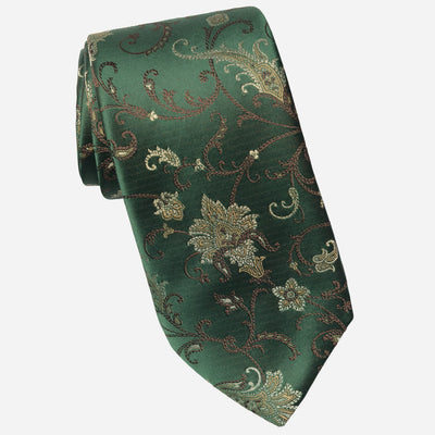 Emerald Green Handmade Floral Silk Tie
