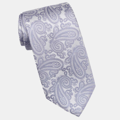 Italian Periwinkle Silk Paisley Formal Tie