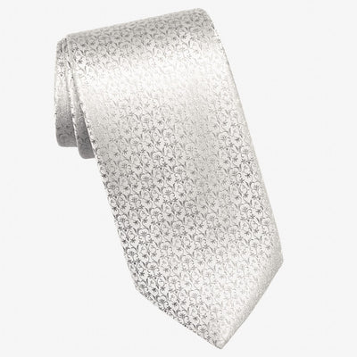Italian Designer Silver Silk Necktie