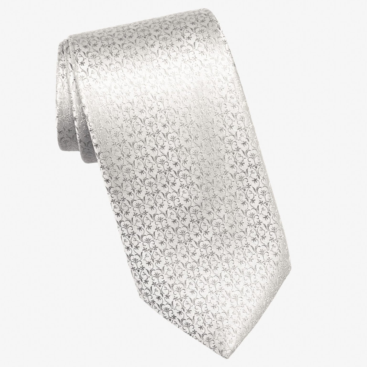 Italian Designer Silver Silk Necktie