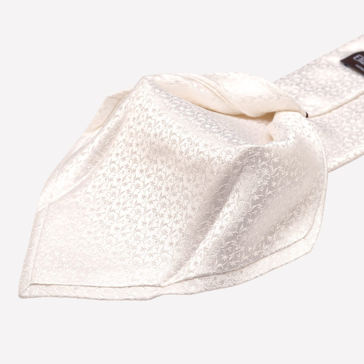 Italian Designer White Silk Necktie