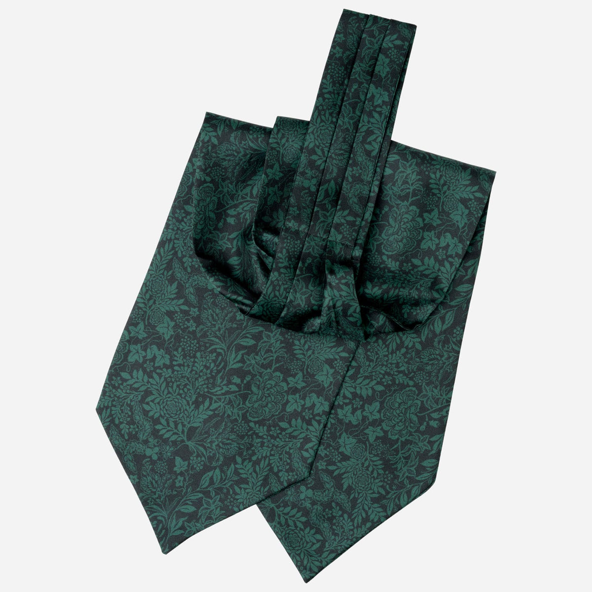 Floral Green Italian Silk Ascot Tie