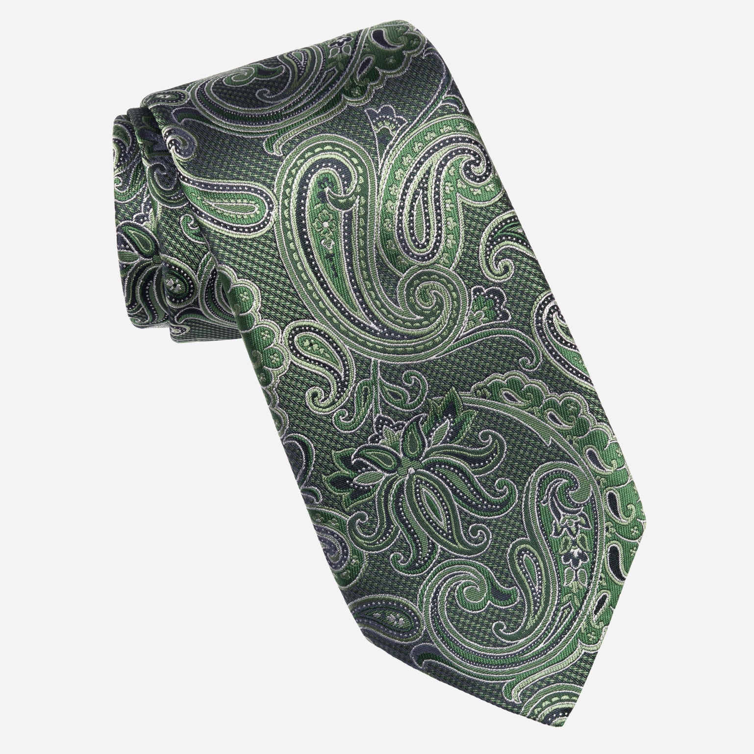 Emerald Green Jacquard Paisley Italian Silk Tie