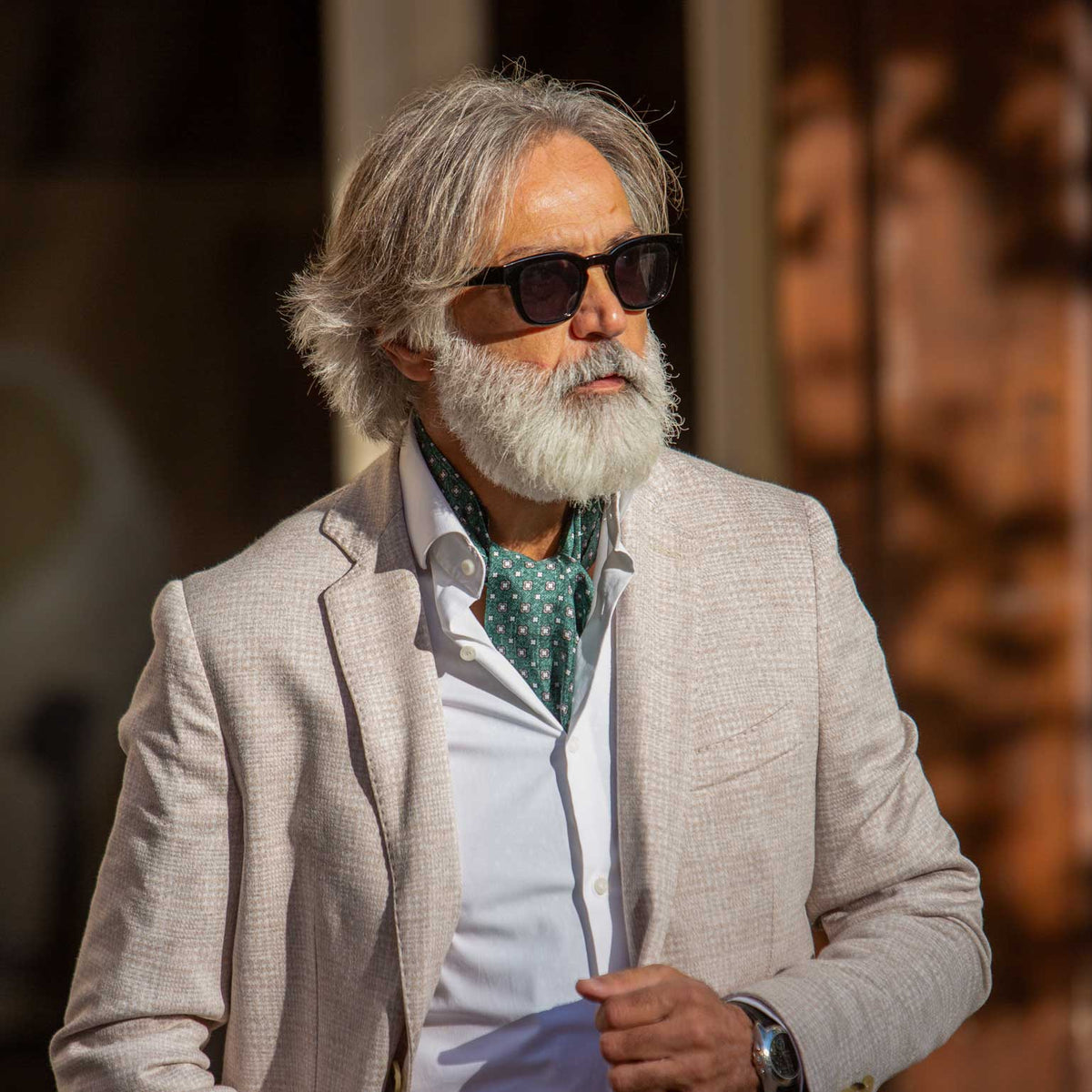 green pure silk handmade ascot cravat tie