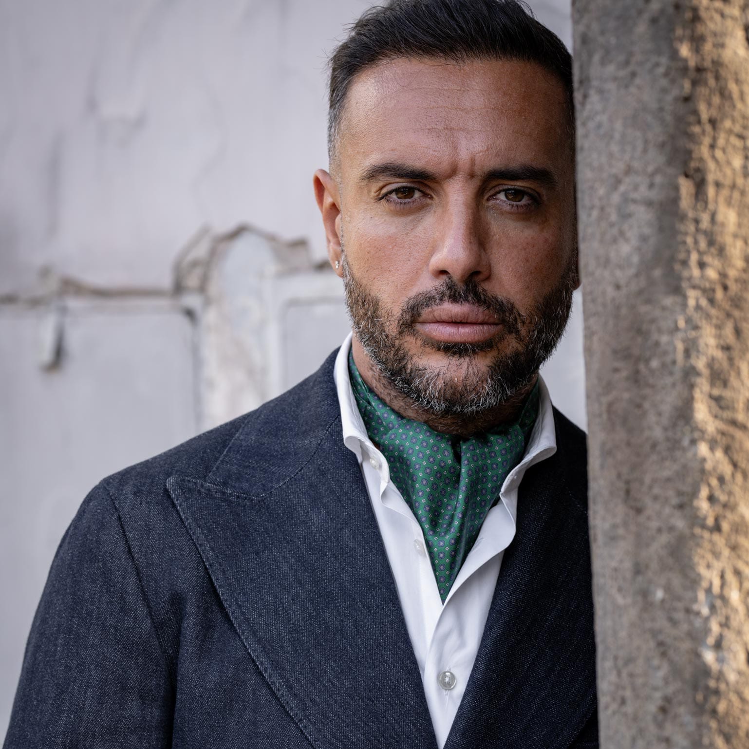 Green Italian Silk Ascot Tie Day Cravat