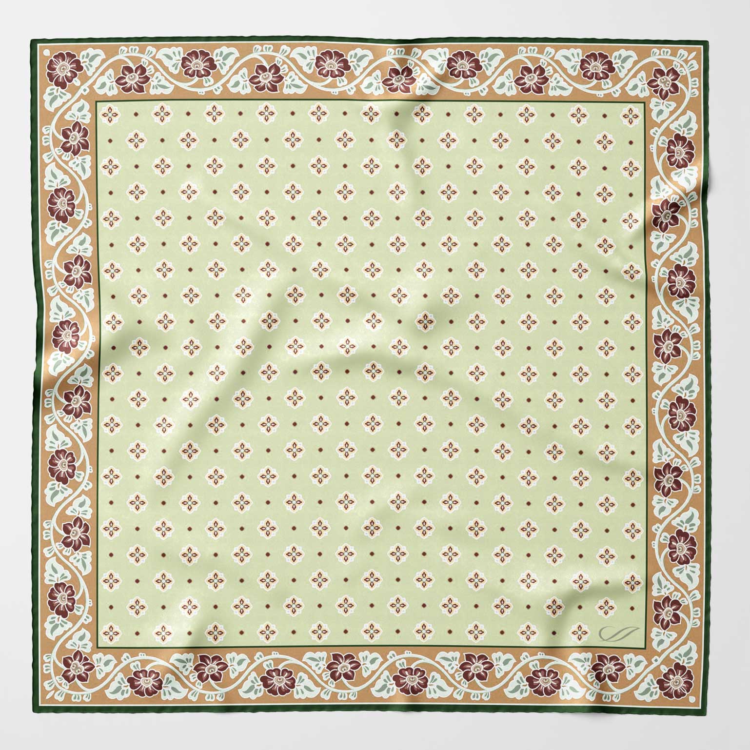 Large Mens Green Italian Silk Bandana