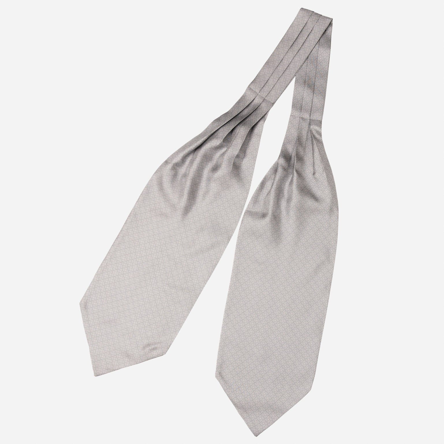 Italian Grey Patterned Silk Ascot Tie