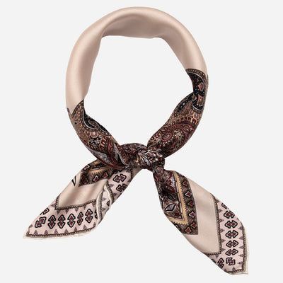 Italian Silk Neckerchief - Beige and Pink