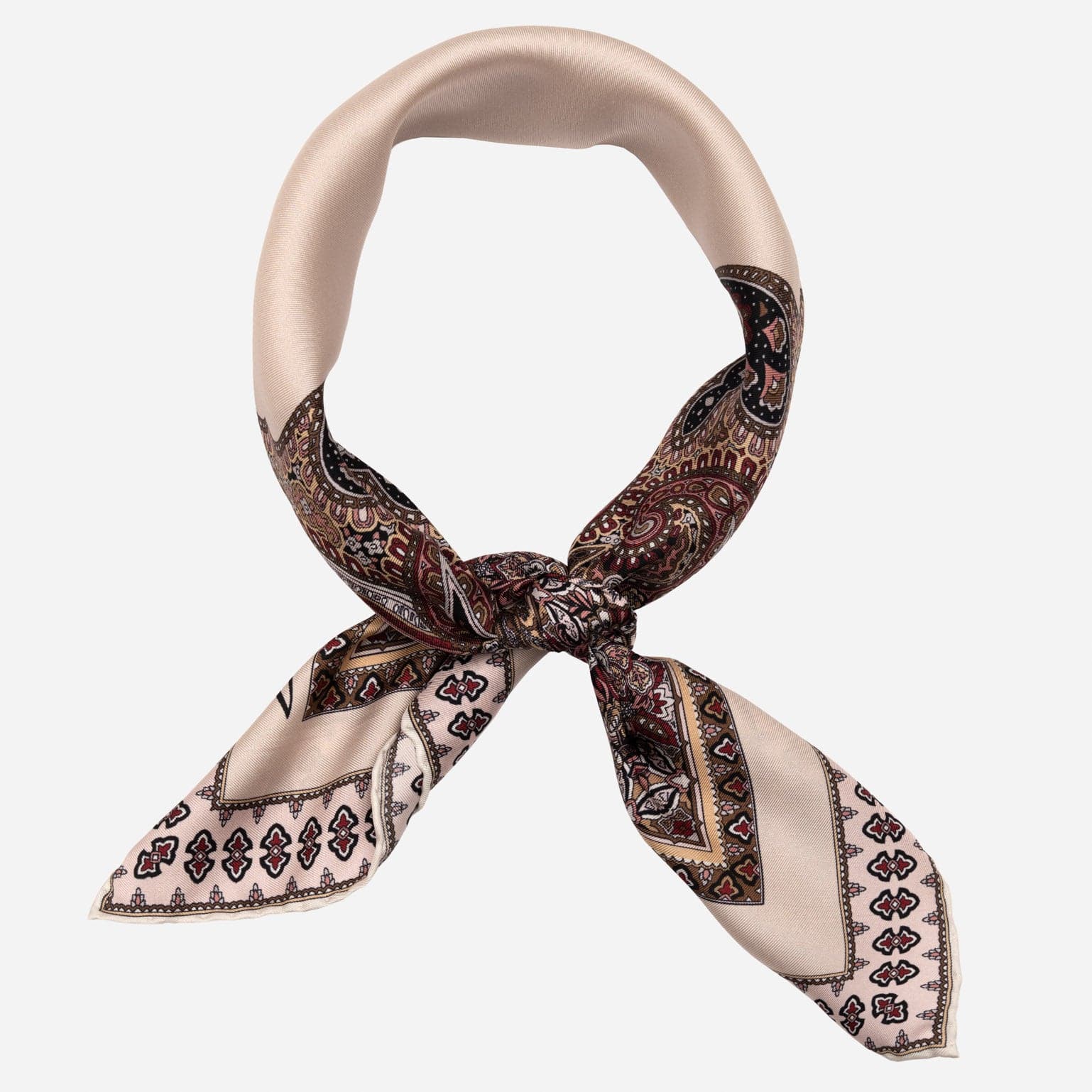Italian Silk Neckerchief - Beige and Pink