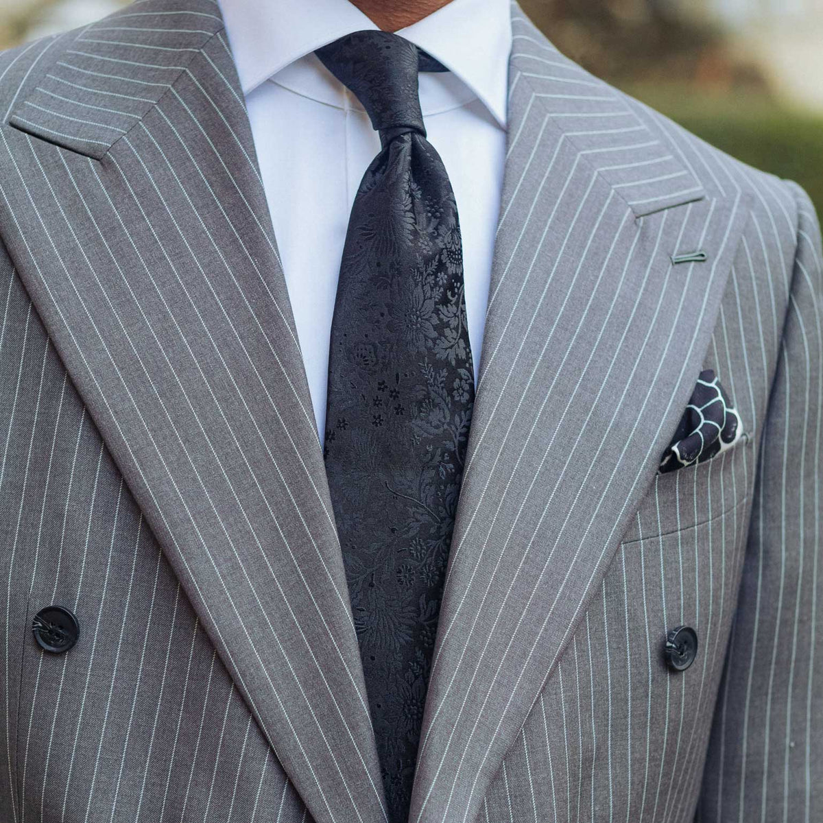 Black silk necktie made in Italy