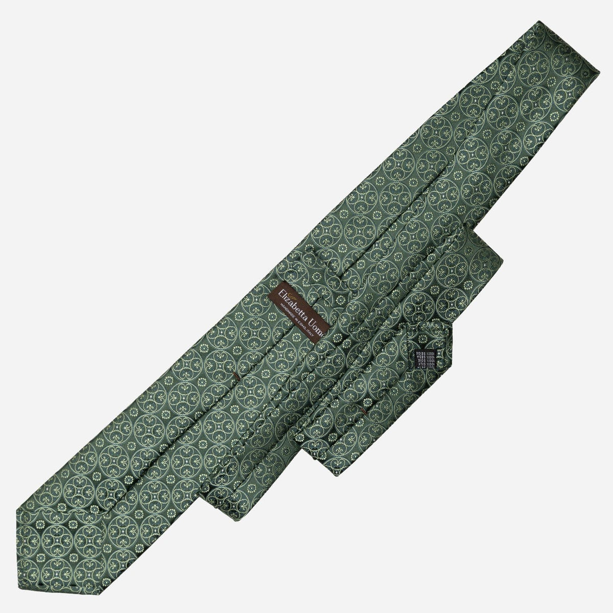 Solid Green Floral Designer Silk Tie