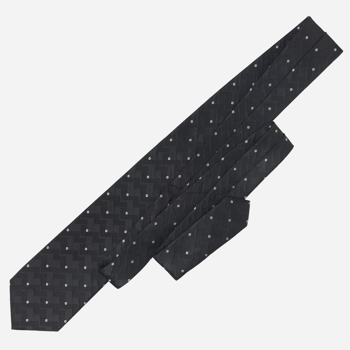Italian Designer Black Silk Jacquard Tie