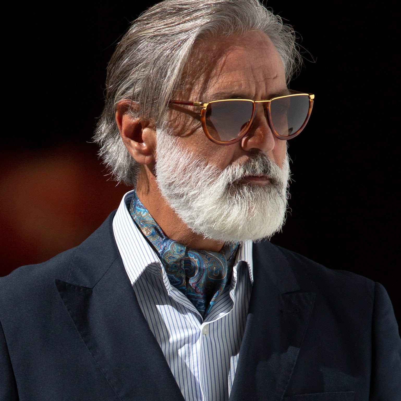 Petrol Blue Paisley Italian Silk Ascot Tie