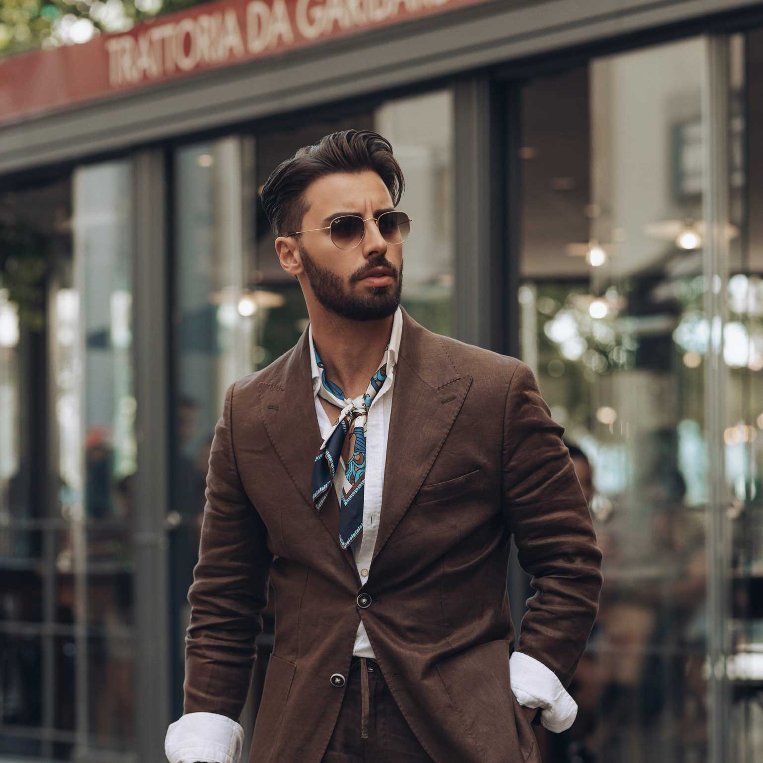Blue Floral Italian Silk Neckerchief