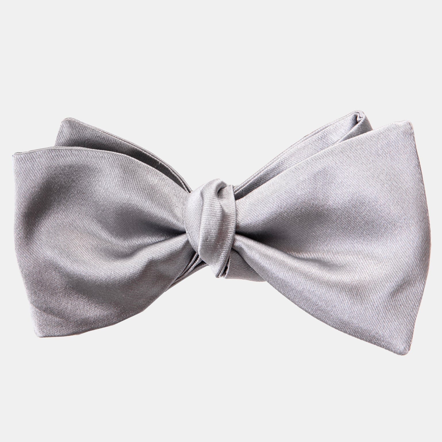 Men's Italian Silk Satin Bow Tie - Silver Grey
