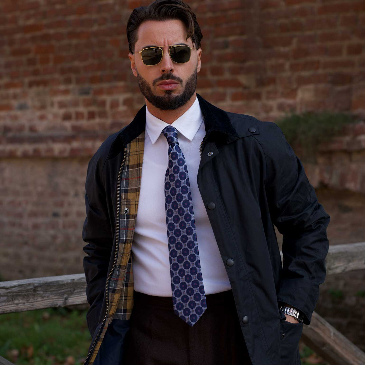 Italian designer handmade woven silk necktie