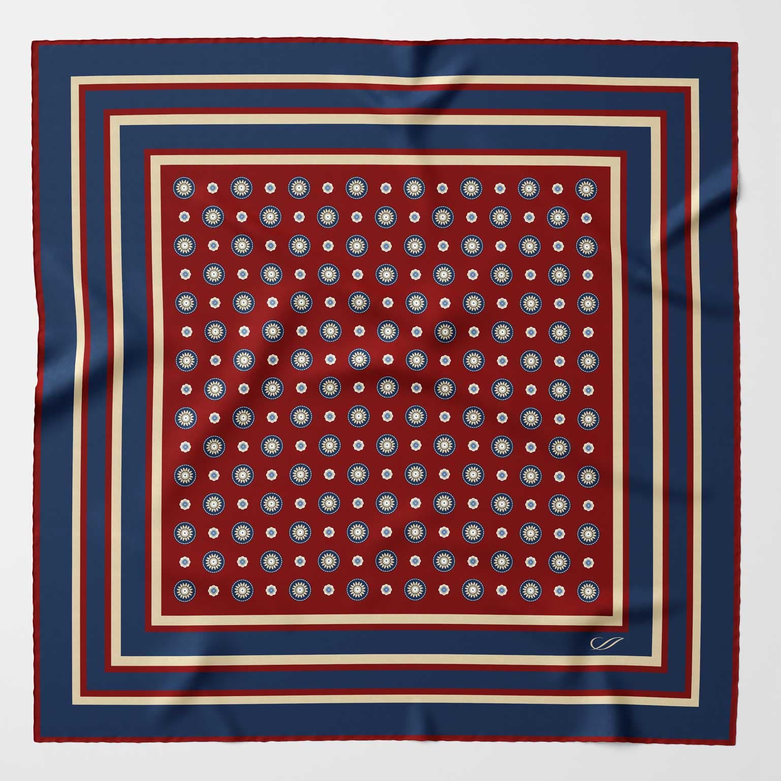 Burgundy & Navy Silk Italian Pocket Square