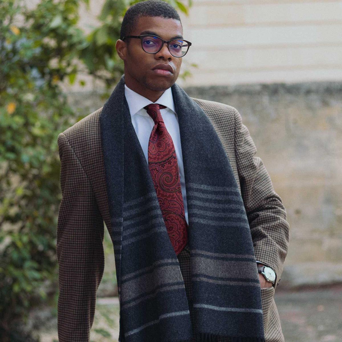 Grey Italian Wool Cashmere Scarf