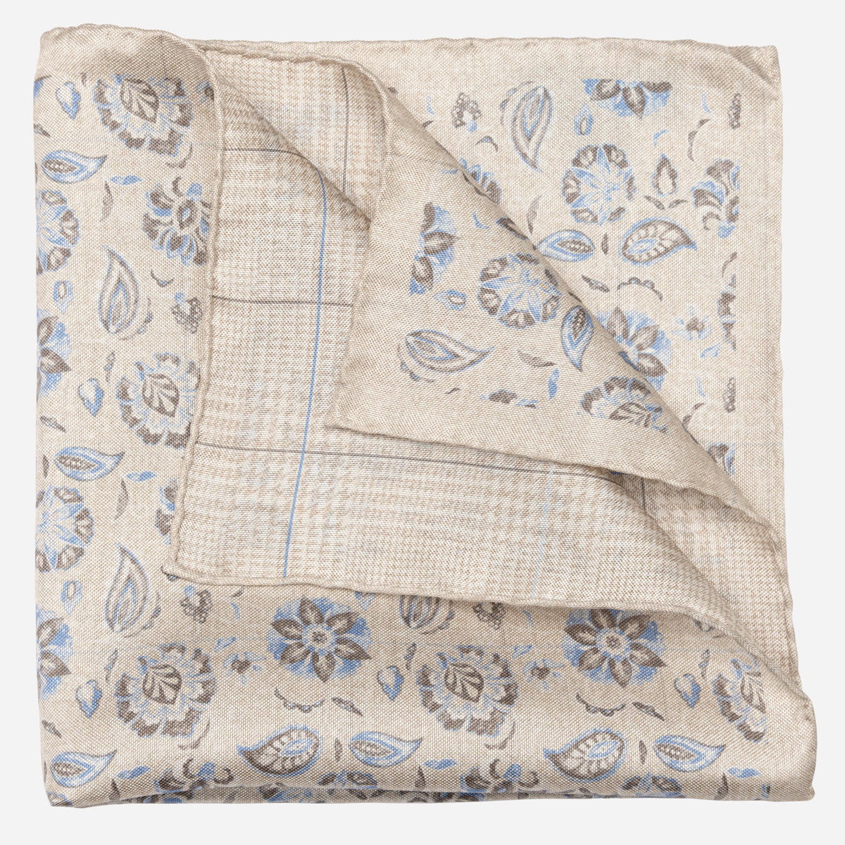 Double Sided Silk Pocket Square Beige