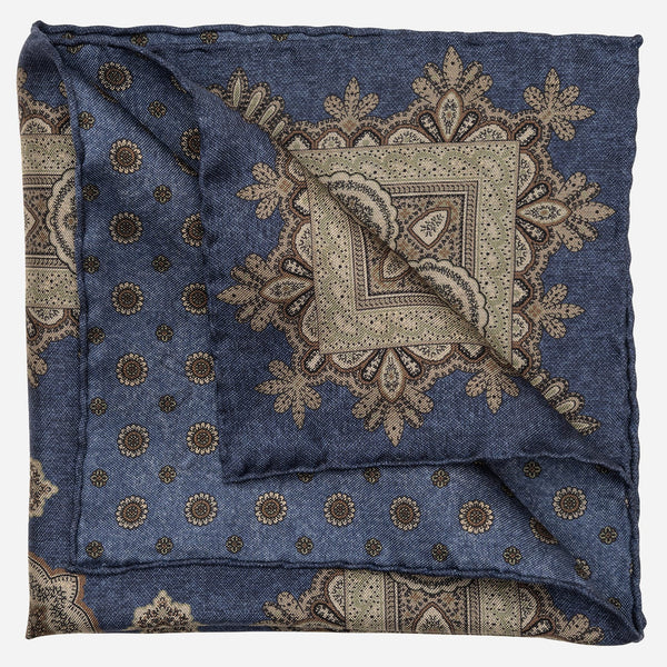 Double Sided Blue Silk Pocket Square