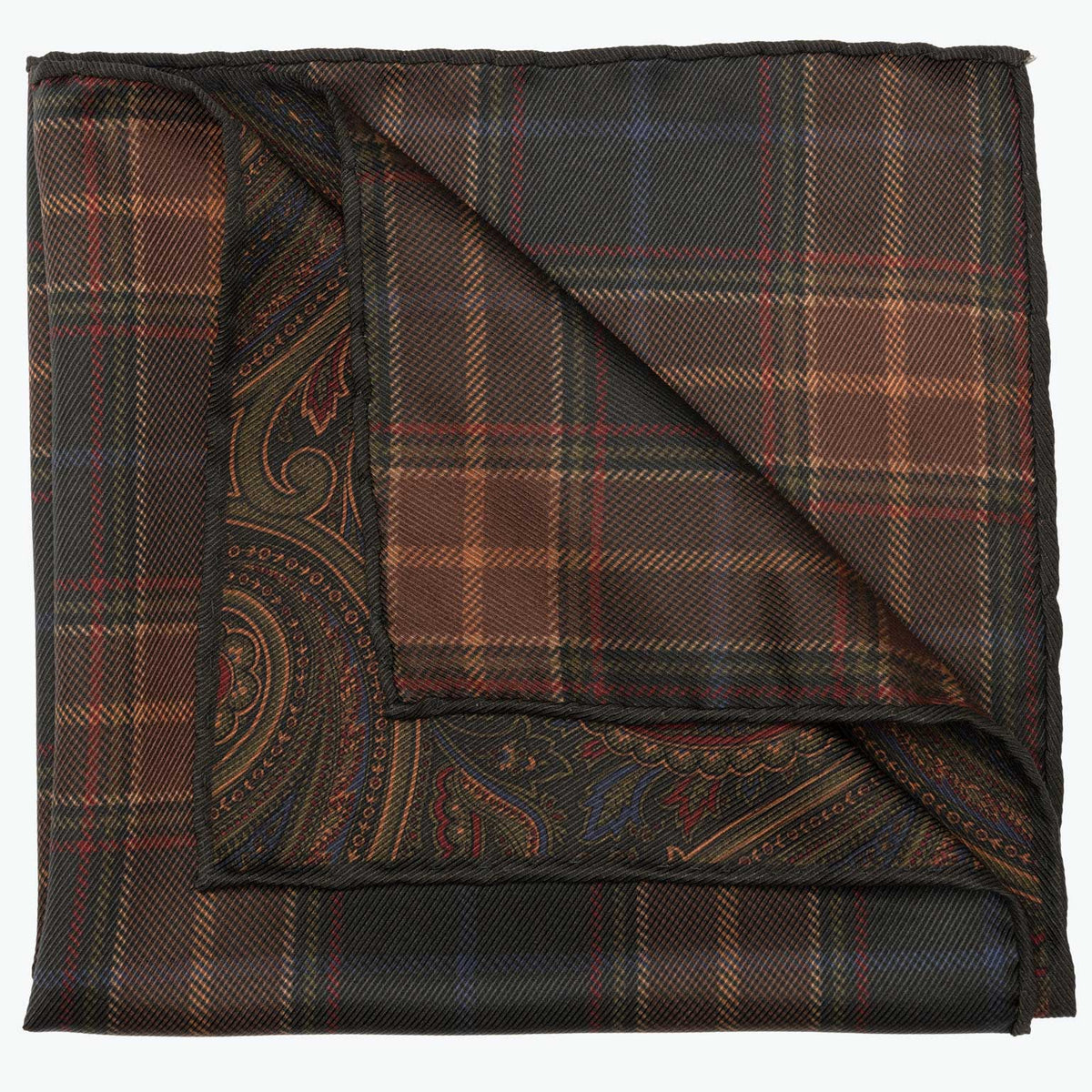 Positano - Double Sided Silk Pocket Square - Green