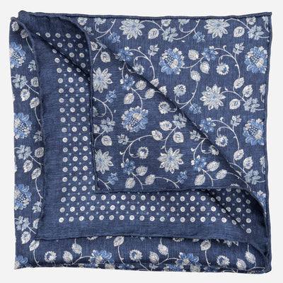 Navy Double Sided Silk Pocket Square