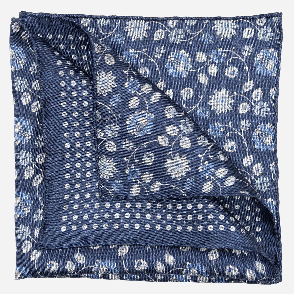 Navy Double Sided Silk Pocket Square
