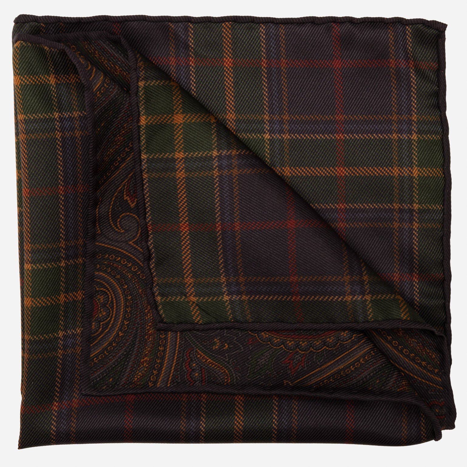 Double Sided Madder Silk Pocket Square Navy