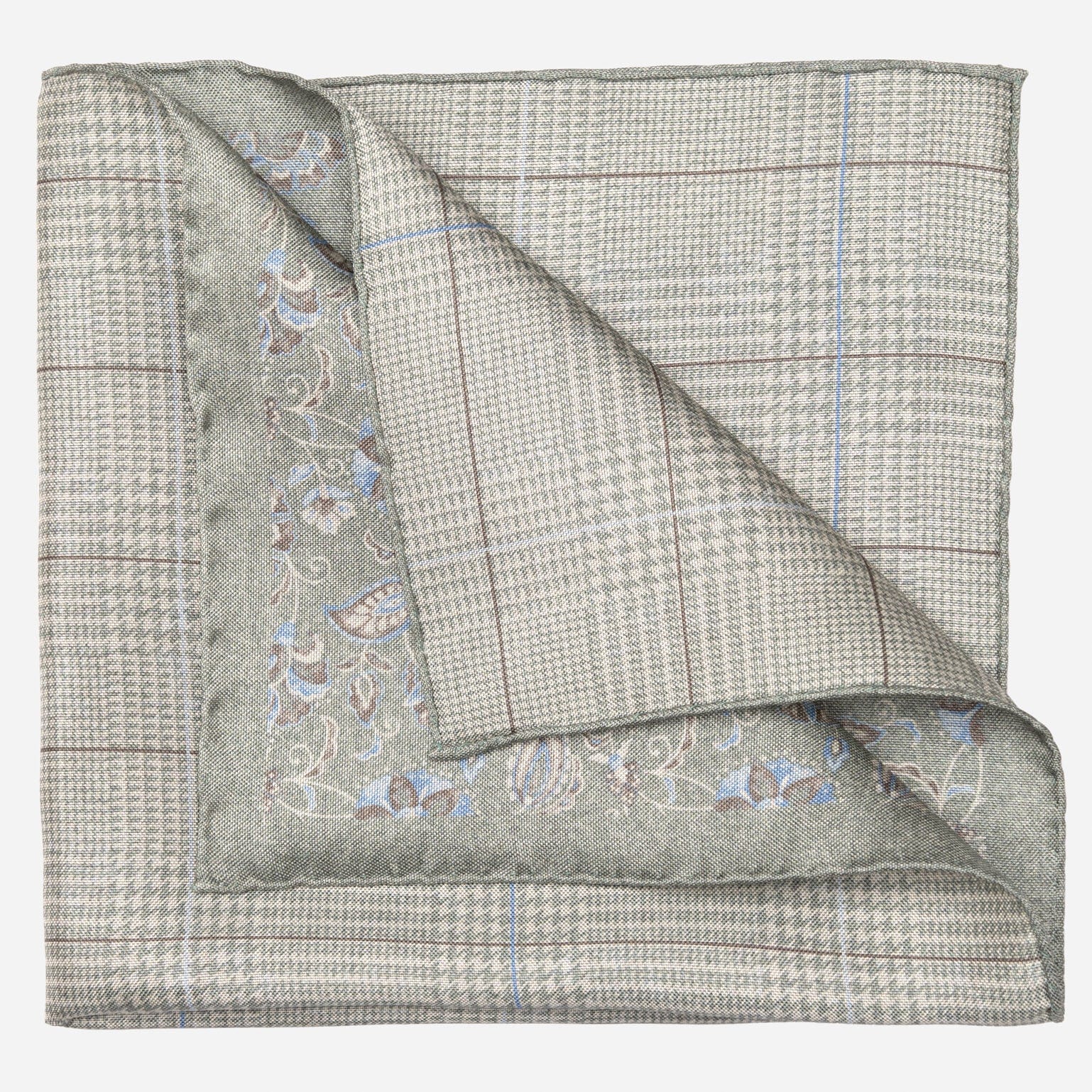 Double Sided Silk Pocket Square Sage Green