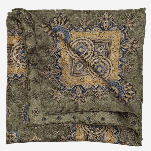 Sage Green Double Sided Silk Pocket Square