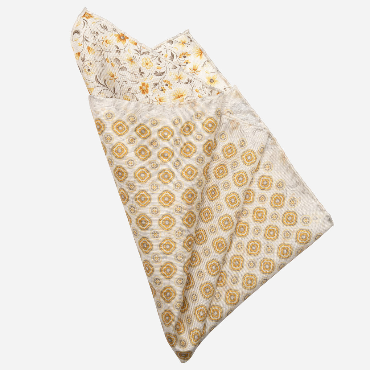 Yellow Double Sided Silk Pocket Square