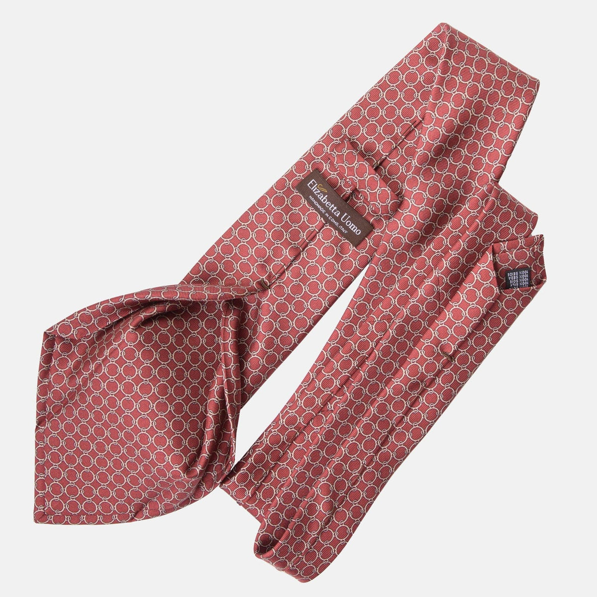 Extra Long Italian Printed Red Silk Tie