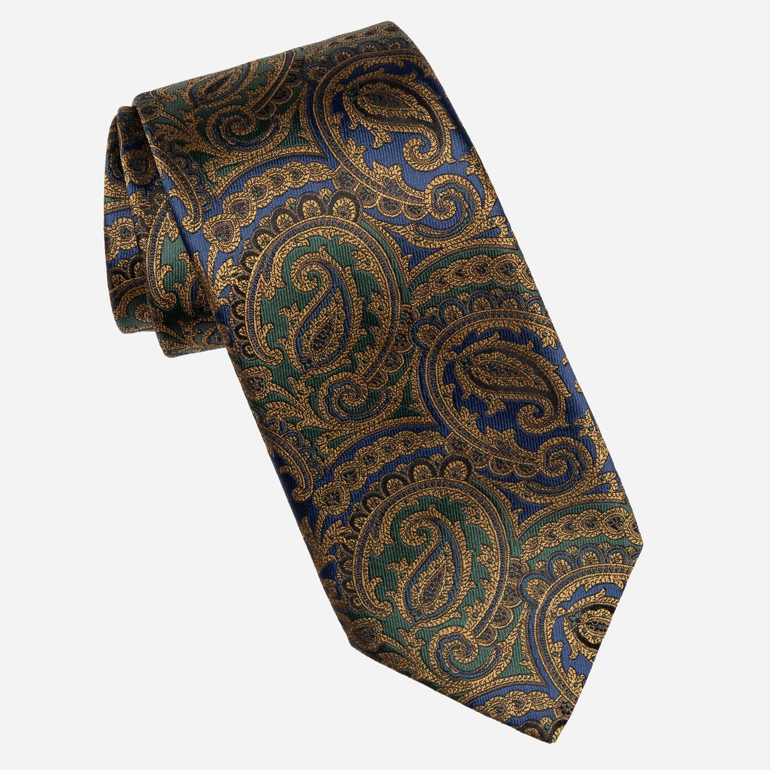 Men's Emerald and Sapphire Paisley Silk Tie