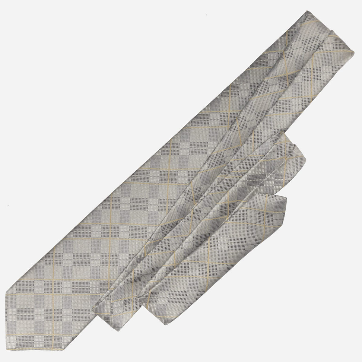 Grey Plaid Italian Silk Tie for Men