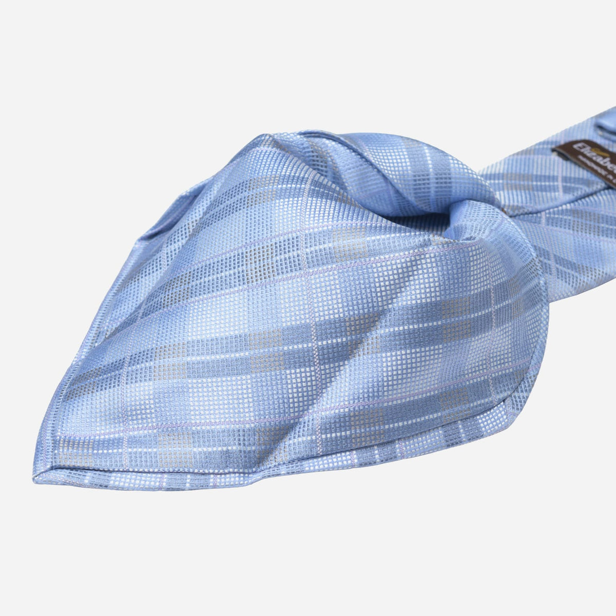 Sky Blue Italian Plaid Silk Tie for Men