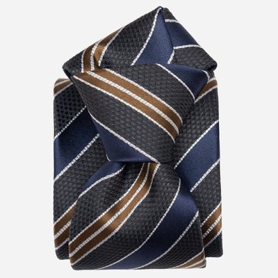 Black and Navy Striped Italian Silk Tie