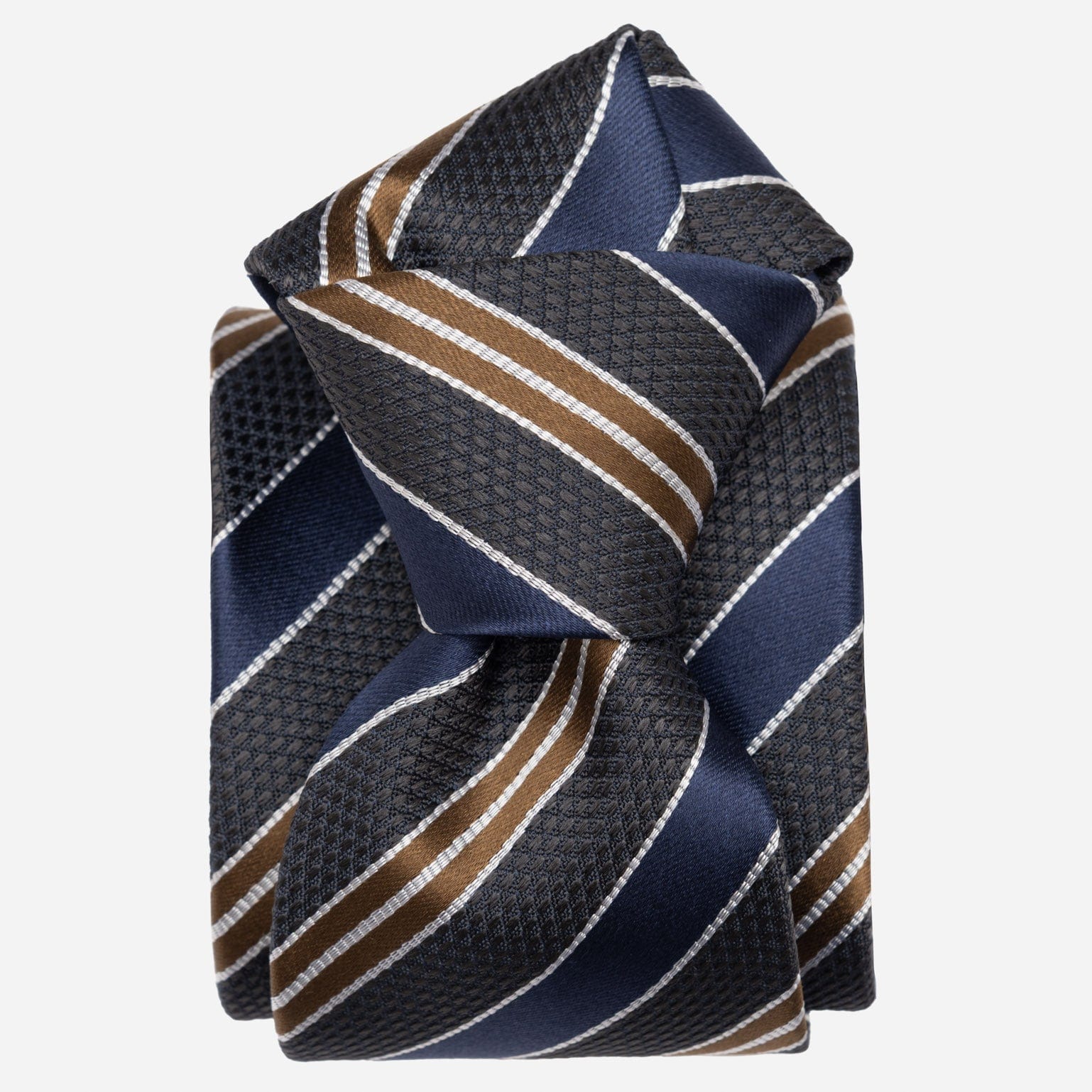 Black and Navy Striped Italian Silk Tie
