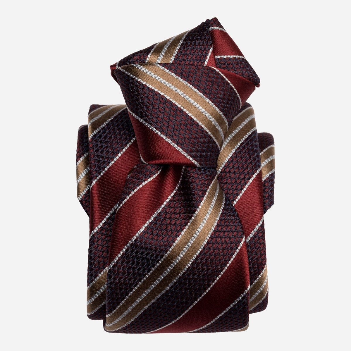 Red and Burgundy Stripe Italian Silk Tie