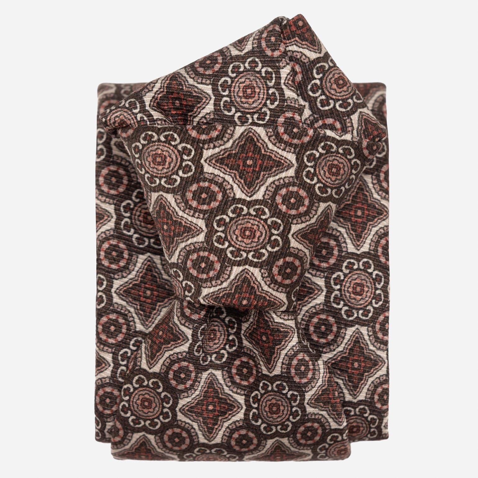 Brown and Blush Italian Madder Silk Tie