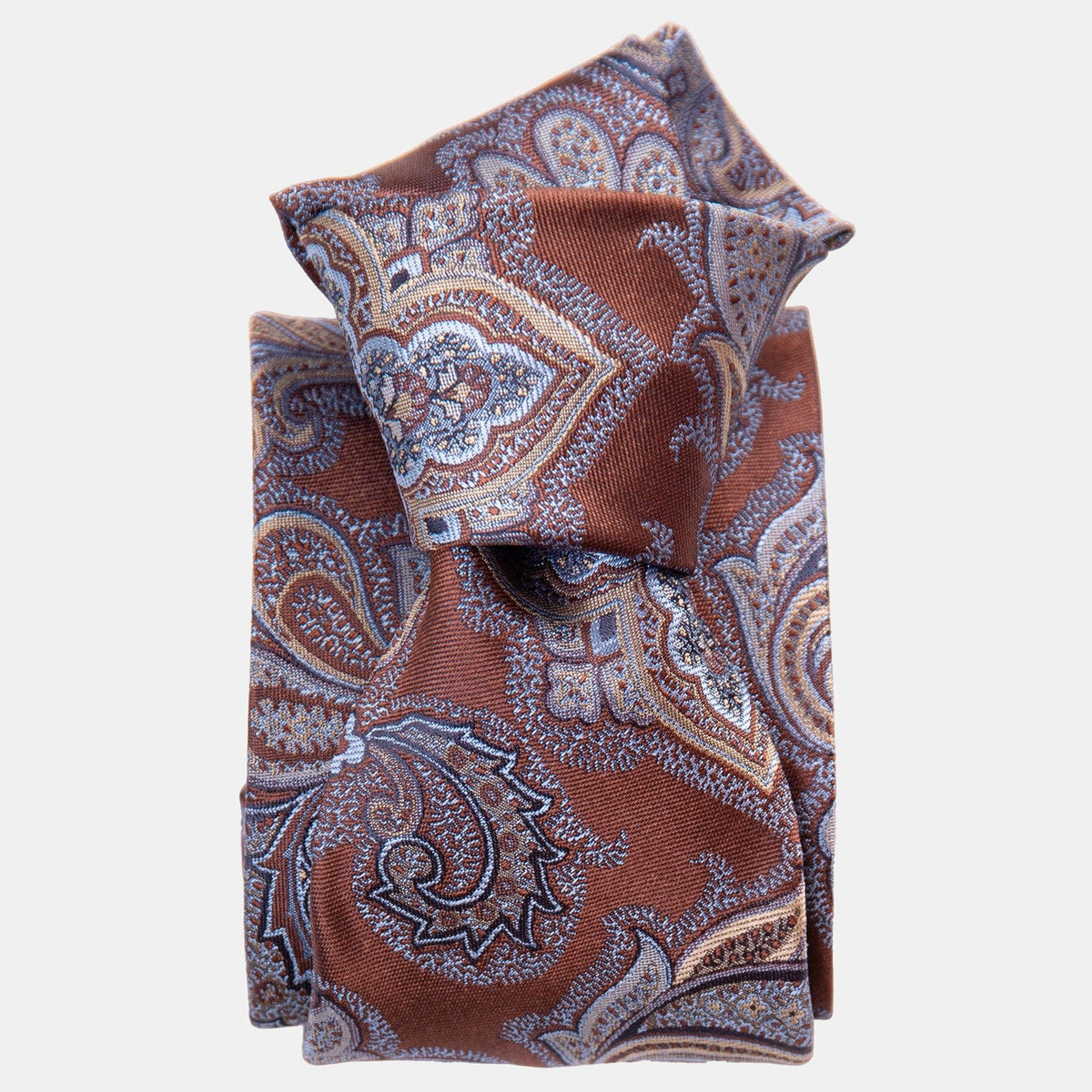 Extra Long Formal Copper Paisley Italian Silk Tie