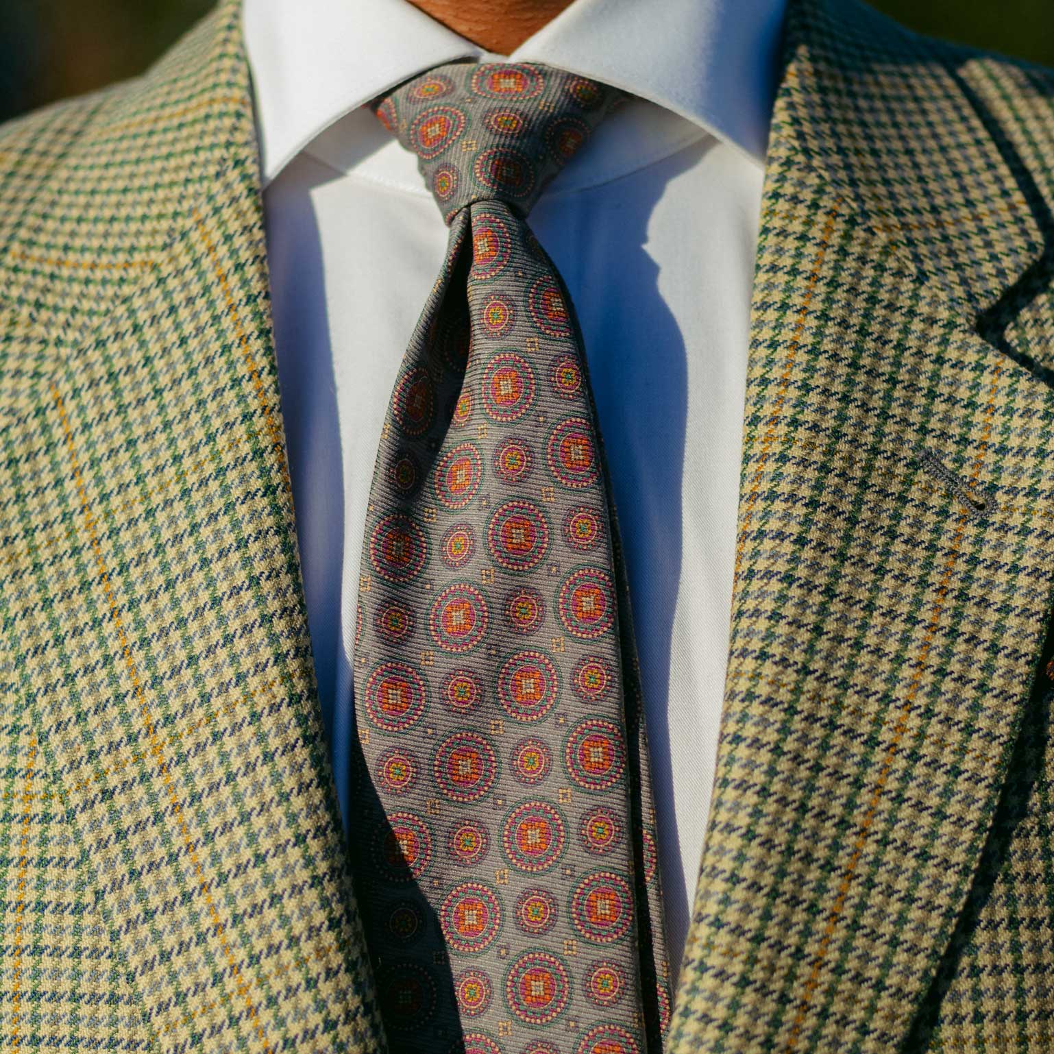 Blue Grey Madder Silk Italian Tie