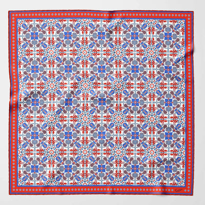 Red Patterned Silk Italian Pocket Square