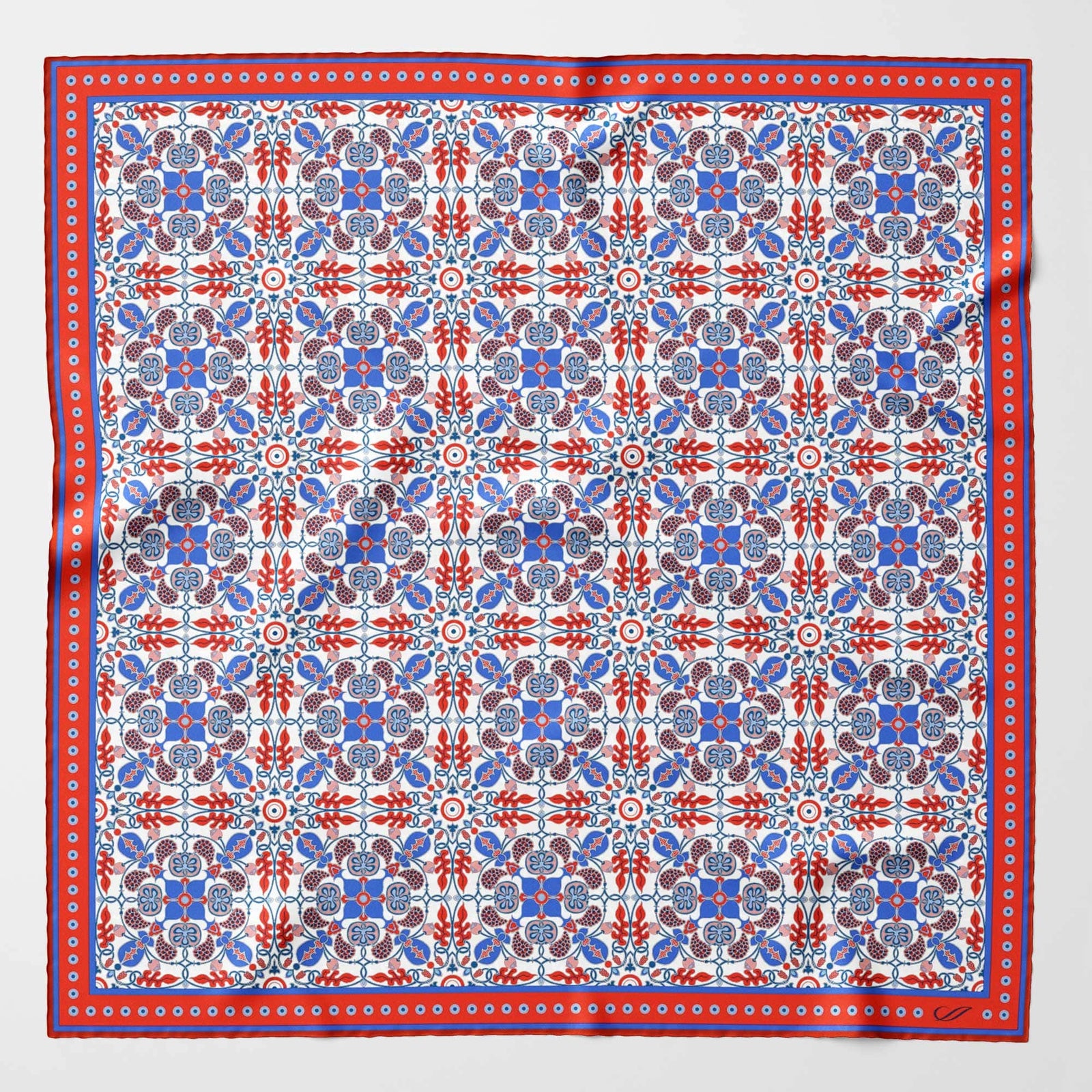 Red Patterned Silk Italian Pocket Square