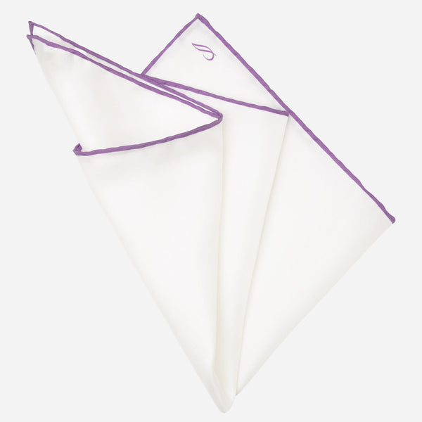 Italian White Lilac Silk Pocket Square