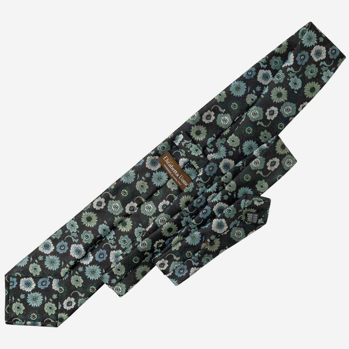 Aqua Floral Designer Luxury Silk Tie