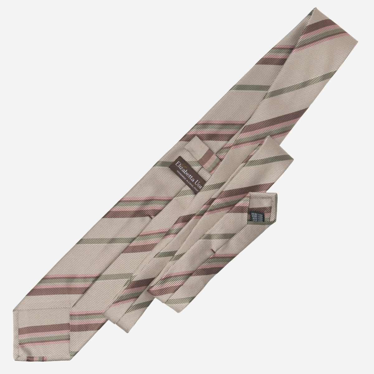 Beige Striped Handmade Italian Silk Tie
