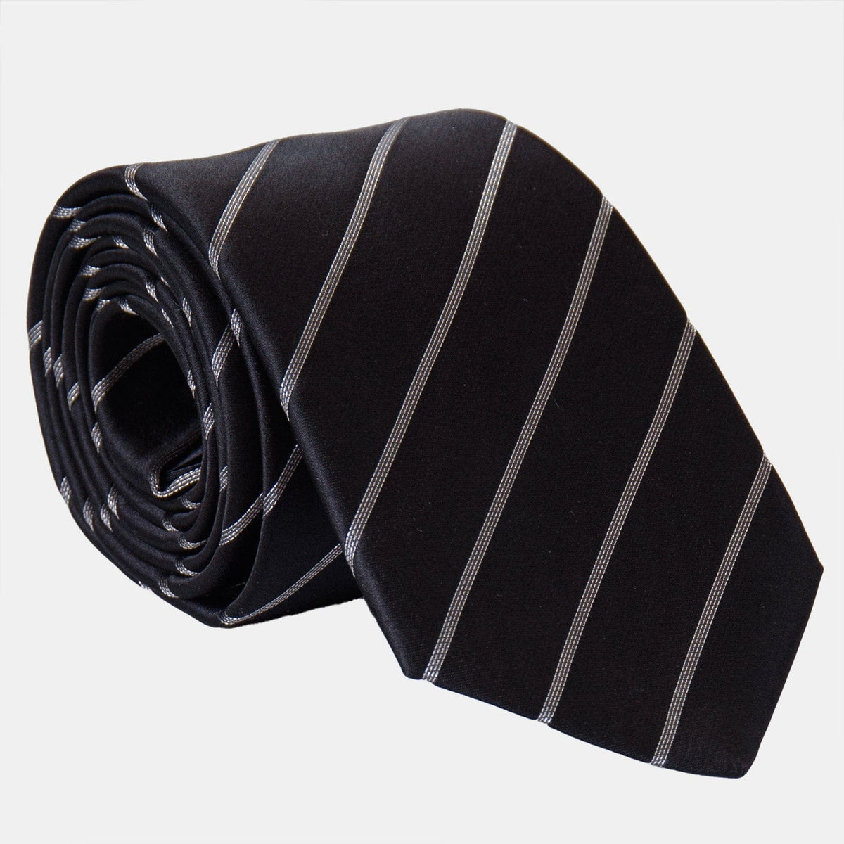 Black Italian Silk Striped Tie