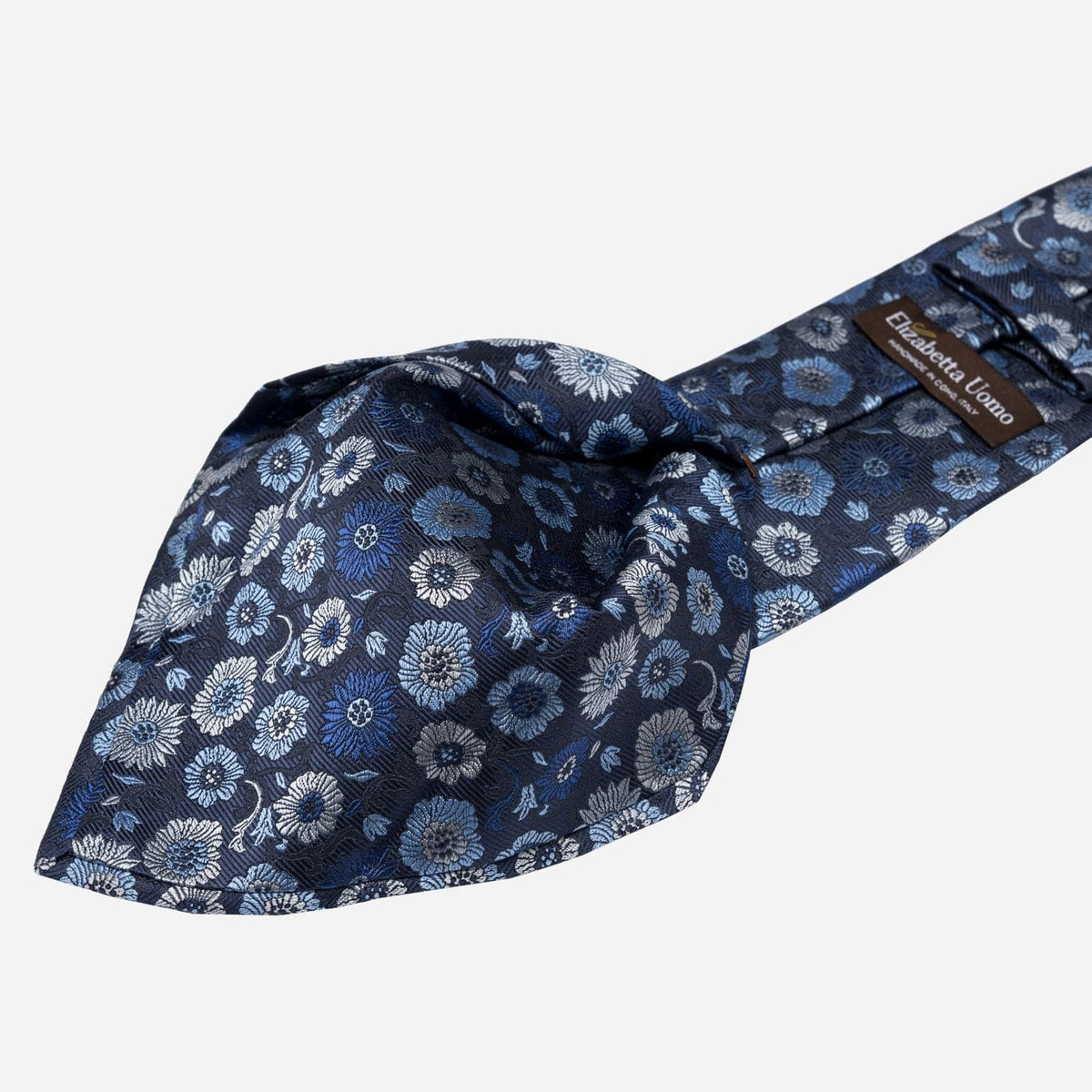 Blue Floral Italian Silk Handmade Tie